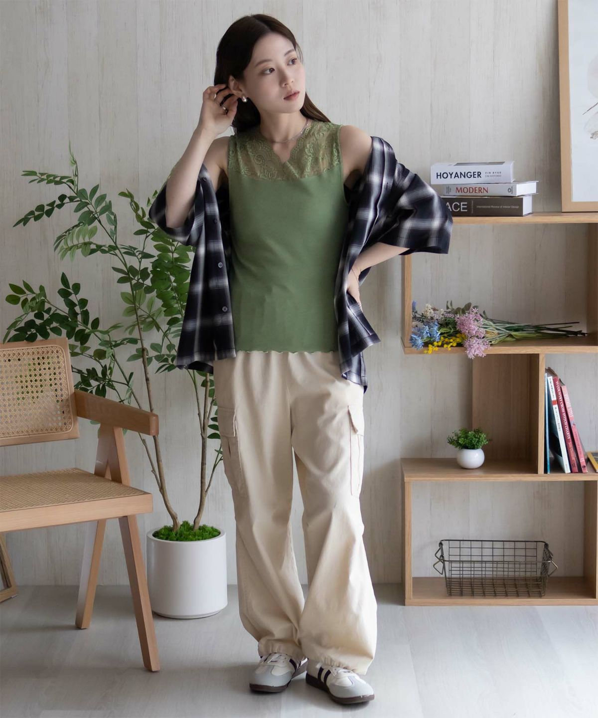 NAVY レース切替タンクトップ レディース ネコポス 対応商品