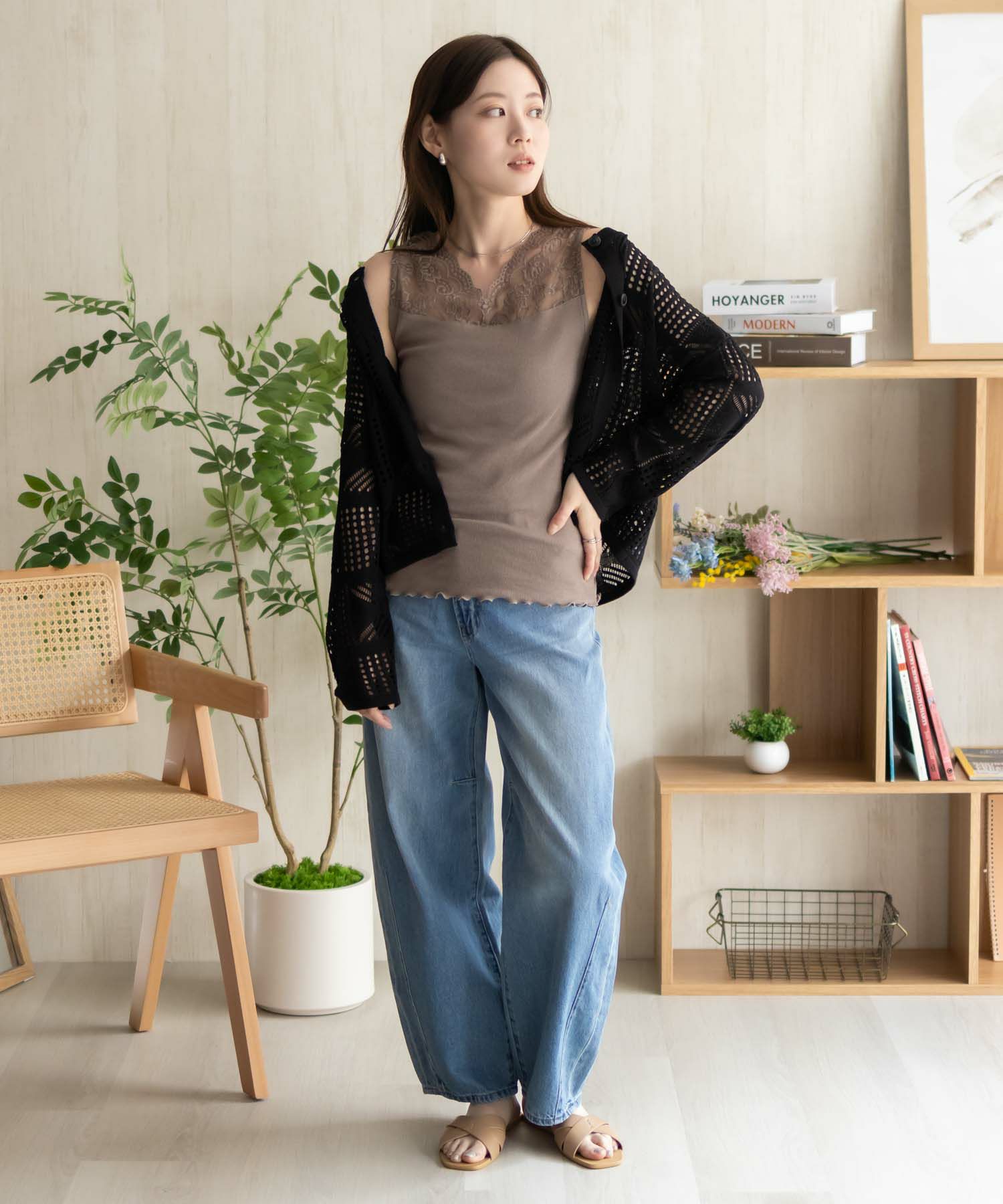 NAVY レース切替タンクトップ レディース ネコポス 対応商品