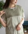 NAVY パネルボーダーニットアンサンブル レディース