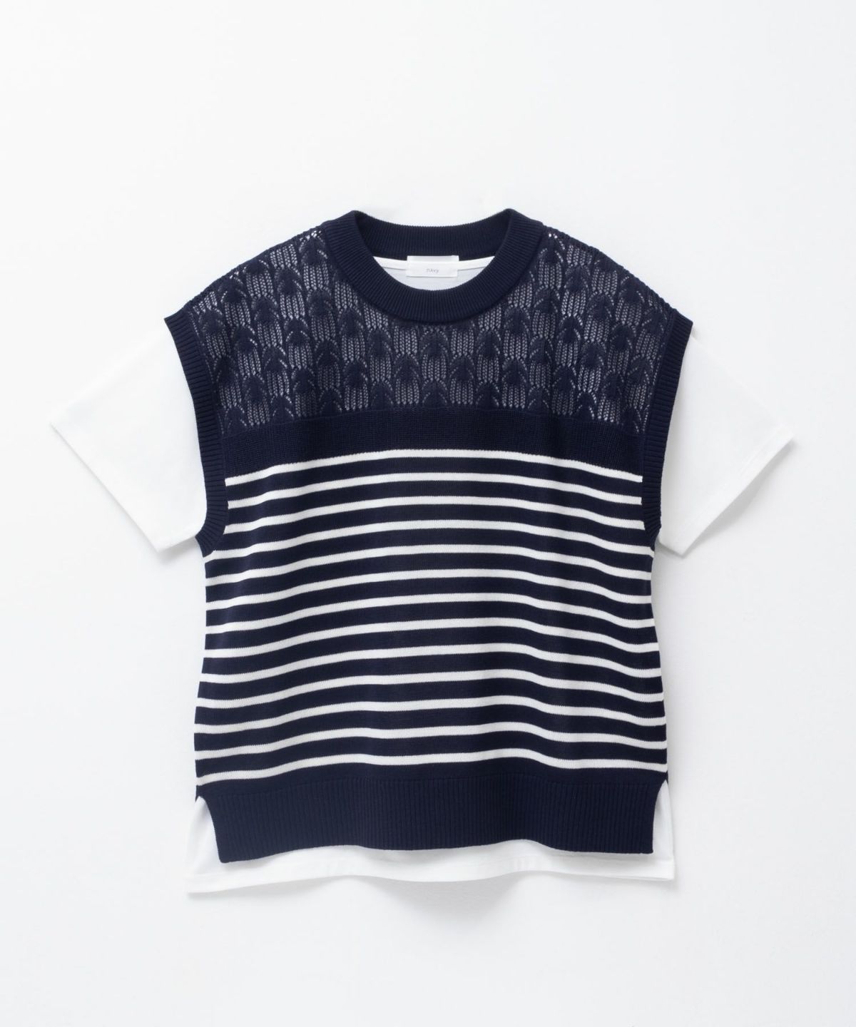 NAVY パネルボーダーニットアンサンブル レディース