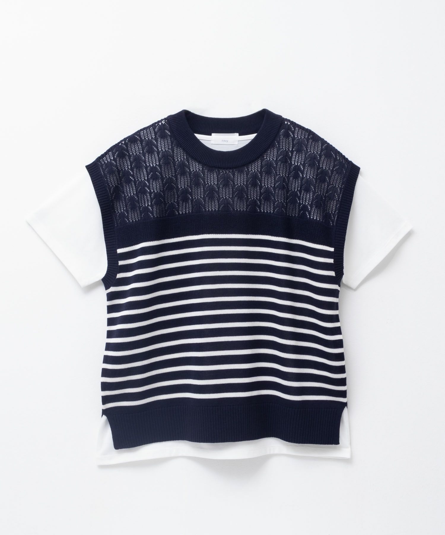 NAVY パネルボーダーニットアンサンブル レディース