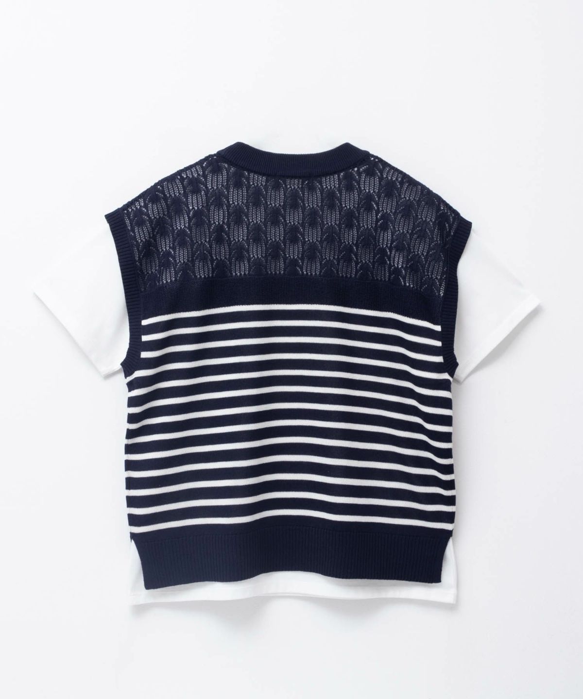 NAVY パネルボーダーニットアンサンブル レディース