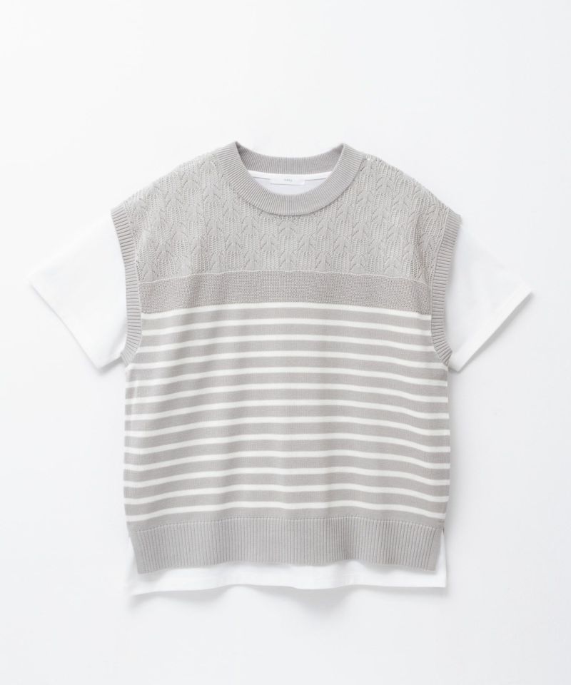 NAVY  パネルボーダーニットアンサンブル レディース商品画像-20