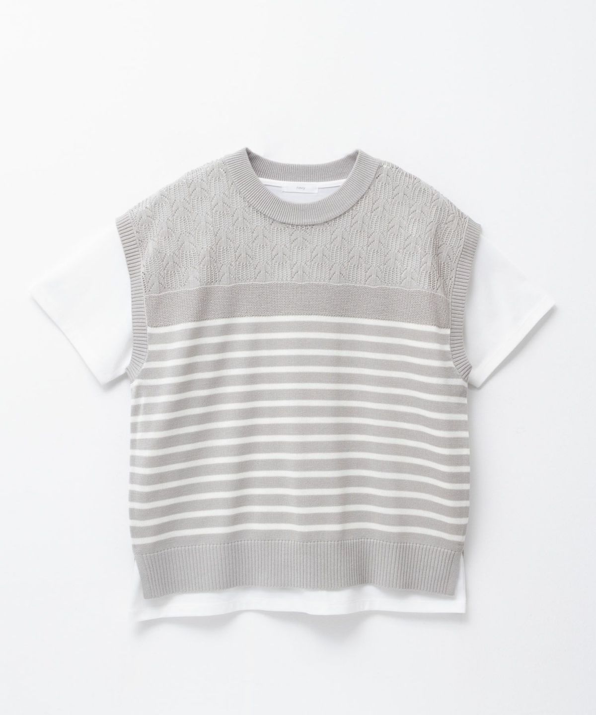 NAVY パネルボーダーニットアンサンブル レディース