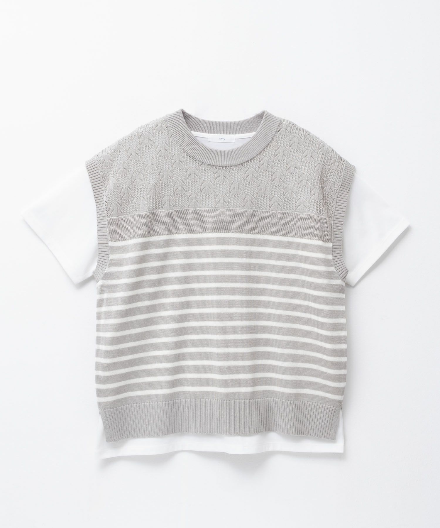 NAVY パネルボーダーニットアンサンブル レディース