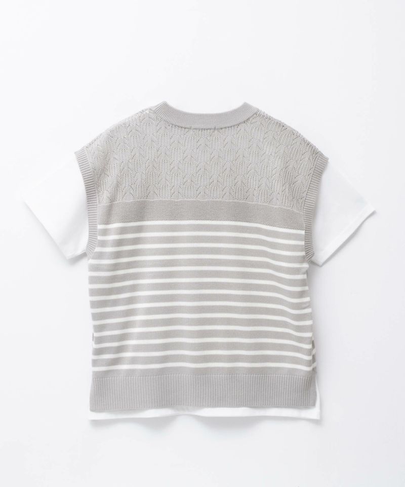 NAVY  パネルボーダーニットアンサンブル レディース商品画像-21