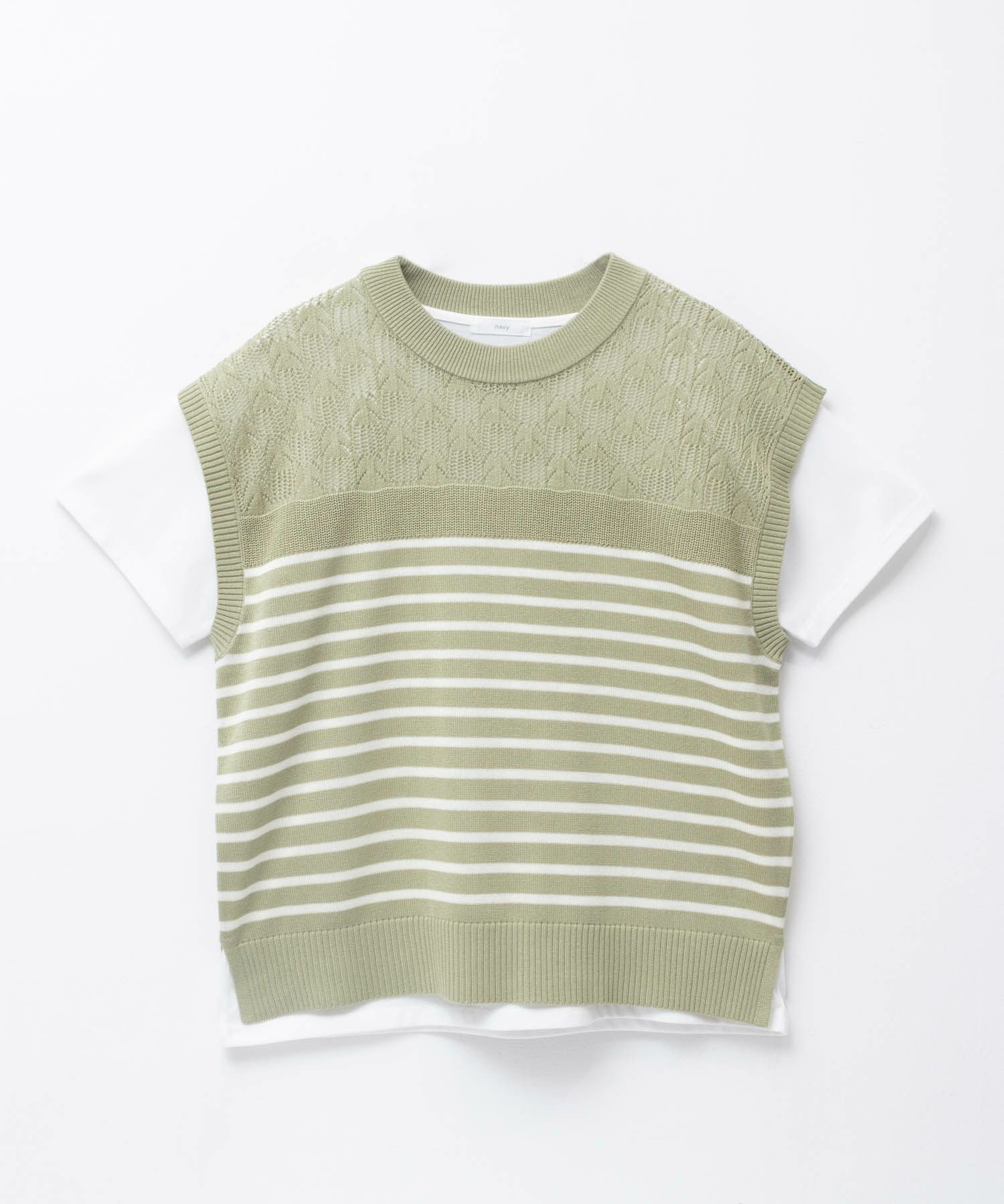 NAVY  パネルボーダーニットアンサンブル レディース商品画像-22