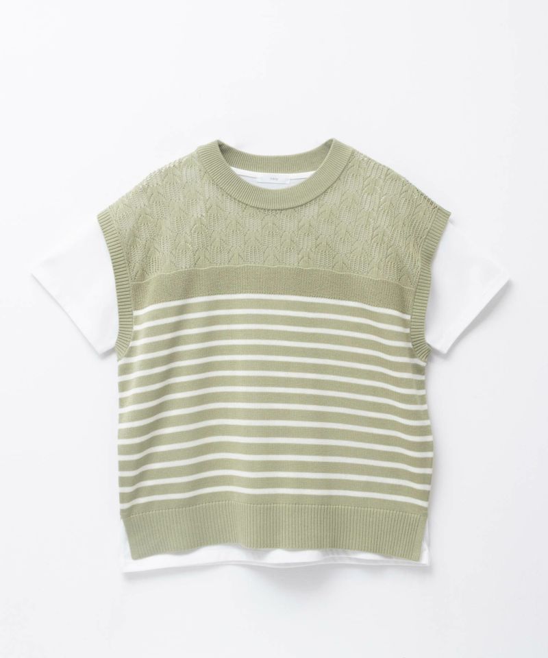 NAVY パネルボーダーニットアンサンブル レディース商品画像-22