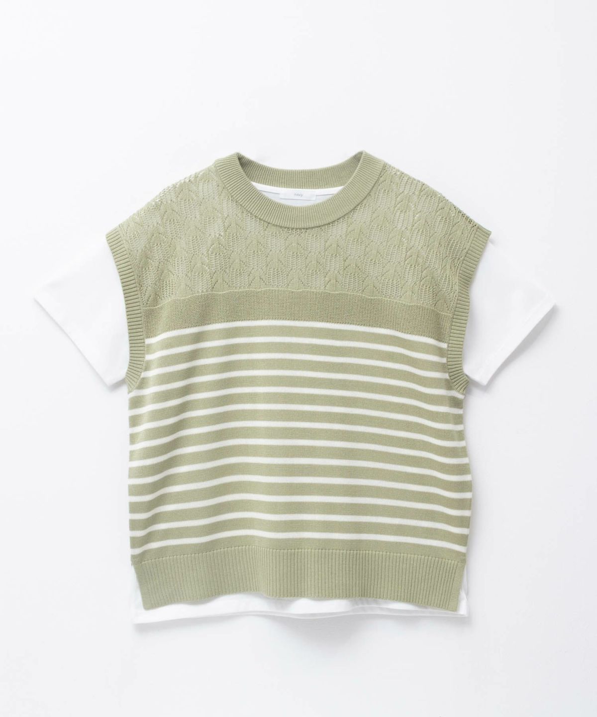 NAVY パネルボーダーニットアンサンブル レディース