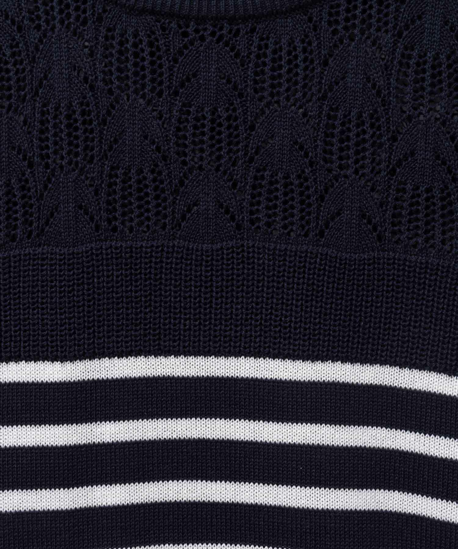 NAVY パネルボーダーニットアンサンブル レディース