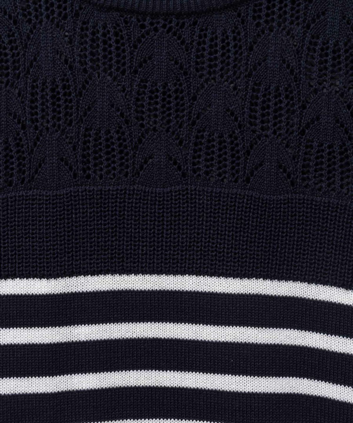 NAVY パネルボーダーニットアンサンブル レディース