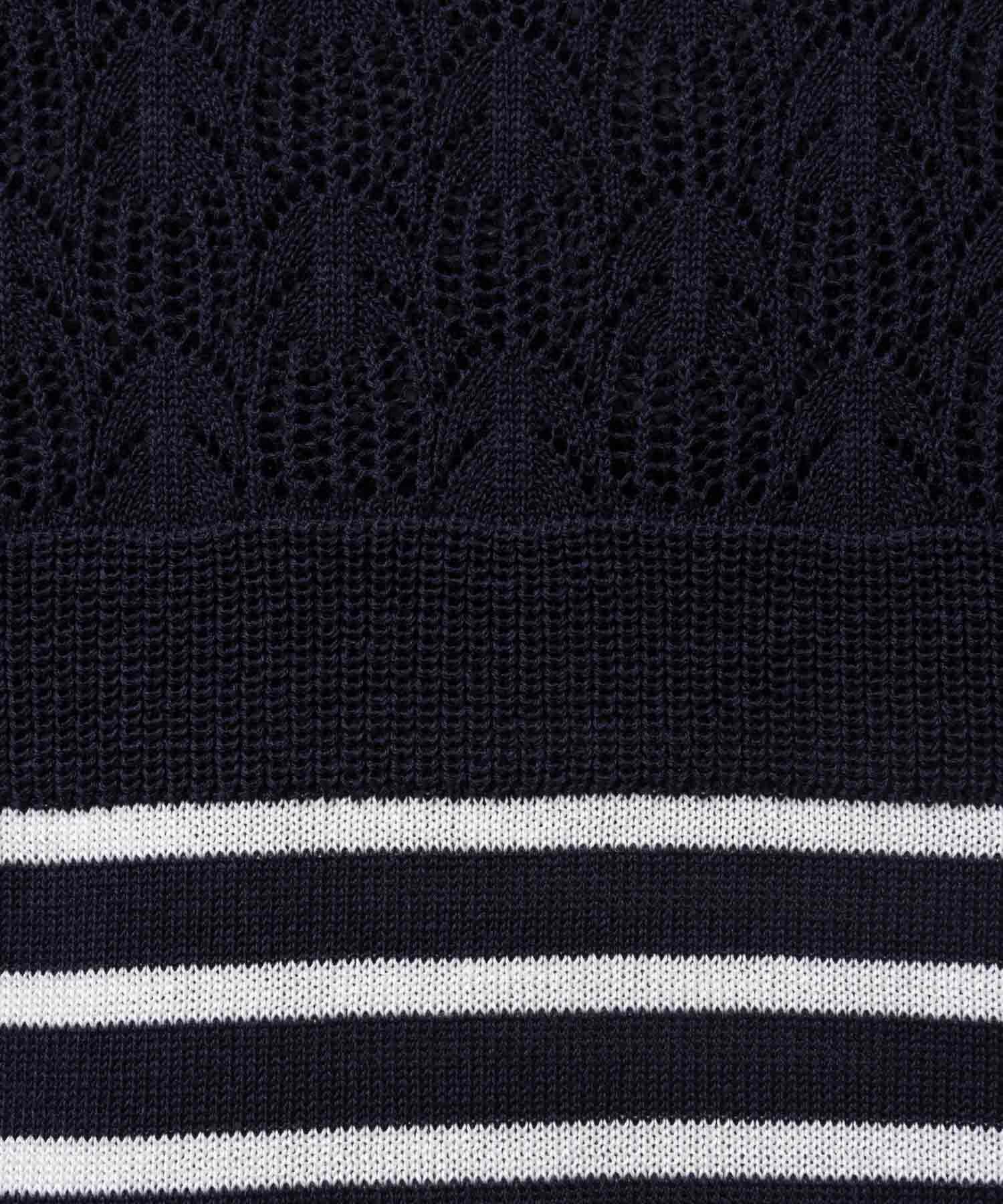 NAVY パネルボーダーニットアンサンブル レディース