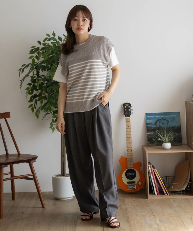 NAVY  パネルボーダーニットアンサンブル レディース商品画像-30