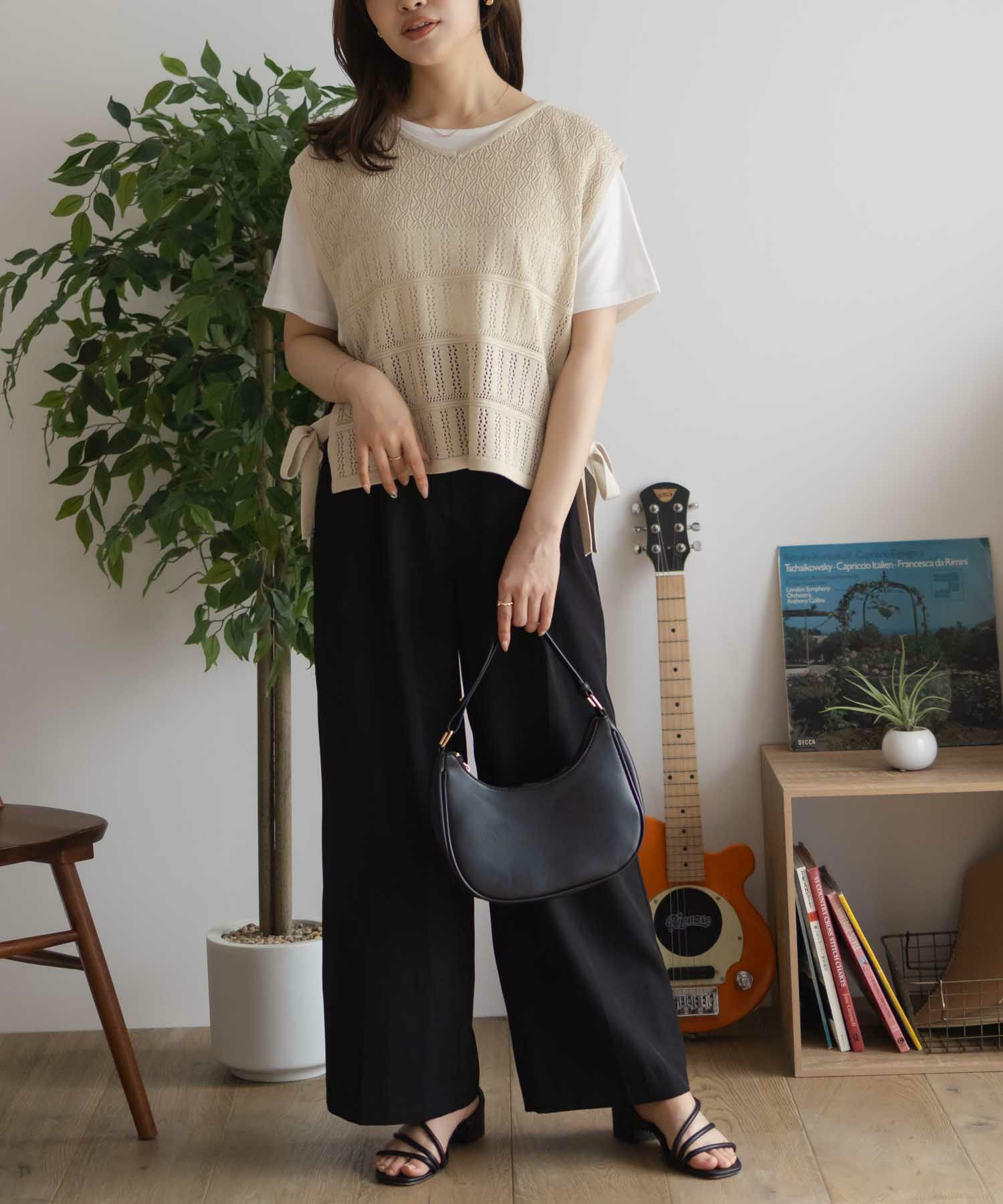 NAVY  サイドリボンニットアンサンブル レディース商品画像-9