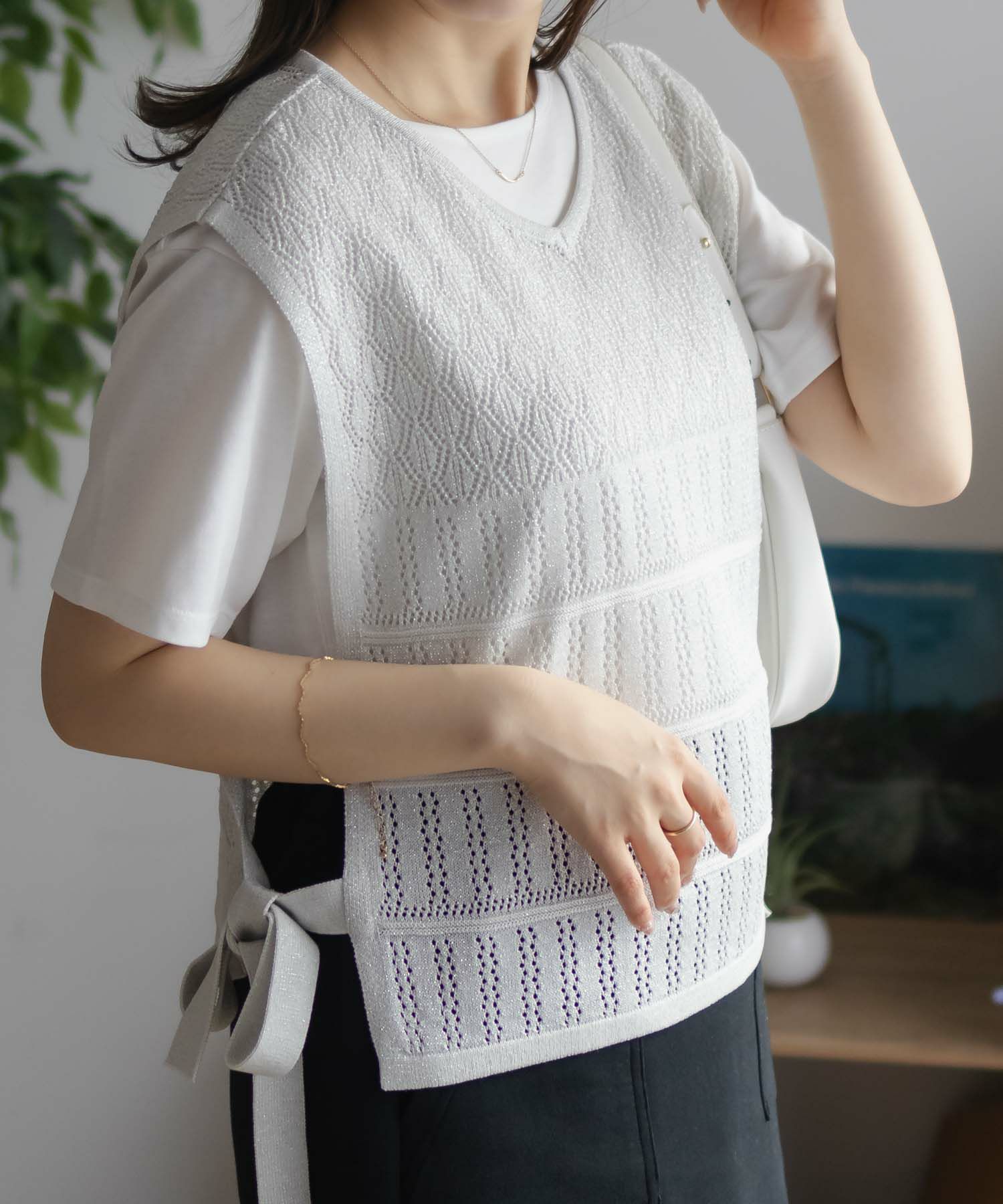 NAVY  サイドリボンニットアンサンブル レディース商品画像-12