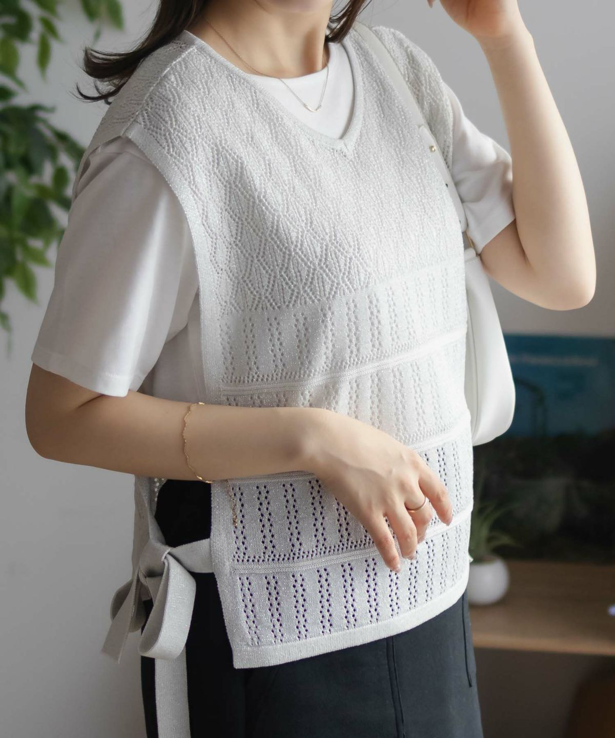 NAVY サイドリボンニットアンサンブル レディース