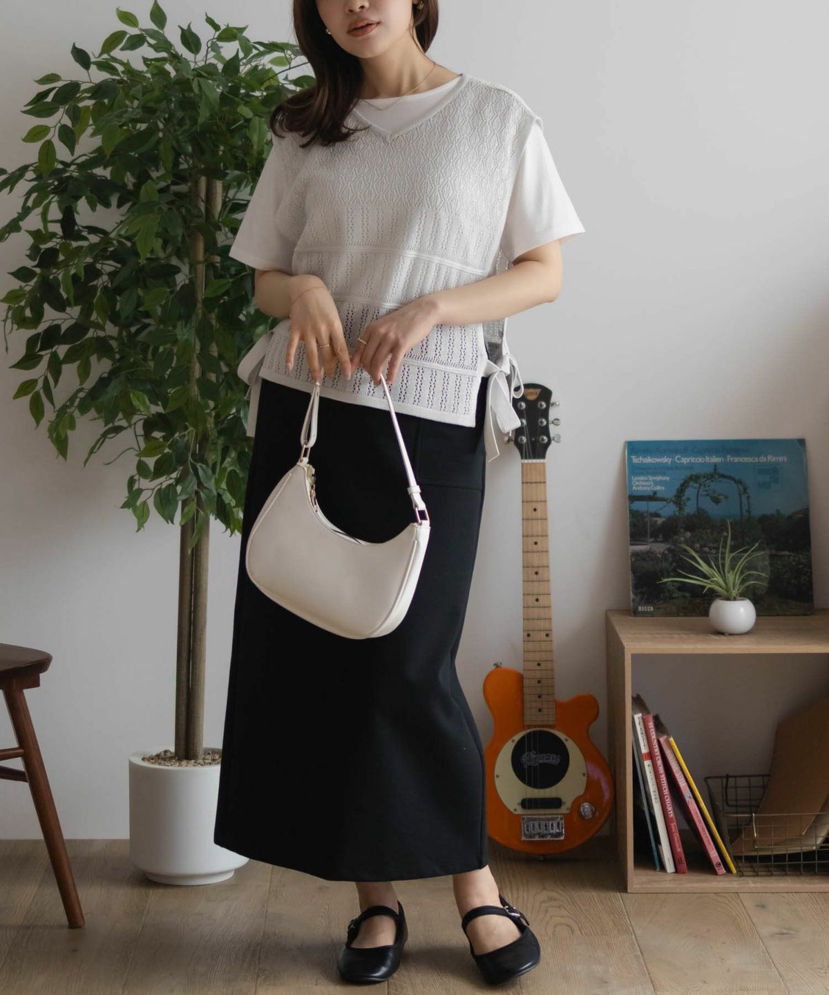 NAVY サイドリボンニットアンサンブル レディース