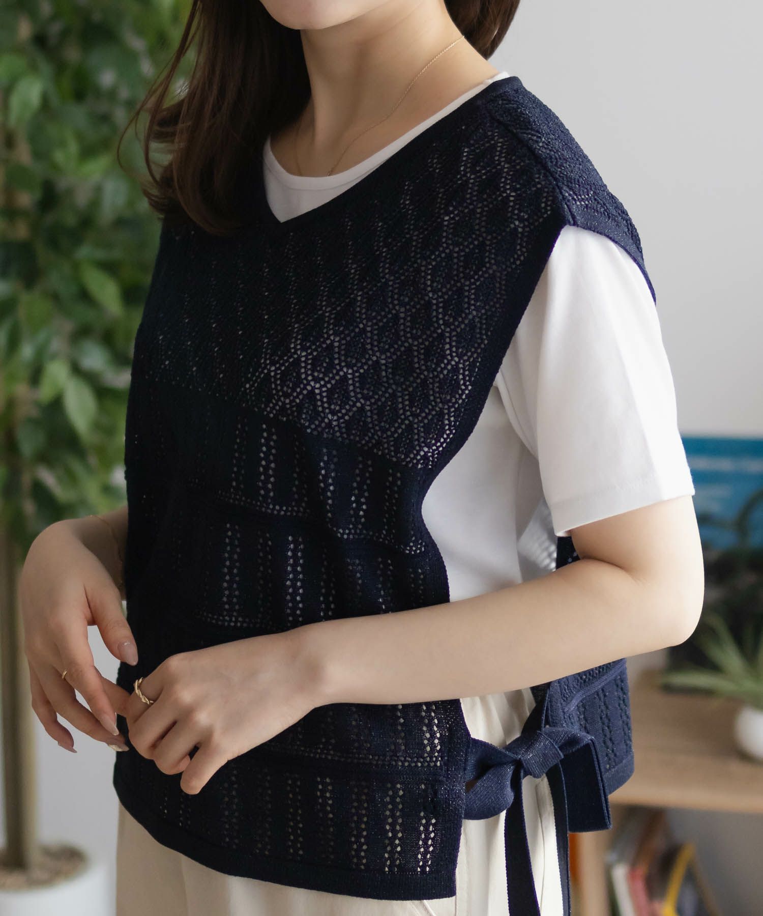 NAVY  サイドリボンニットアンサンブル レディース商品画像-14