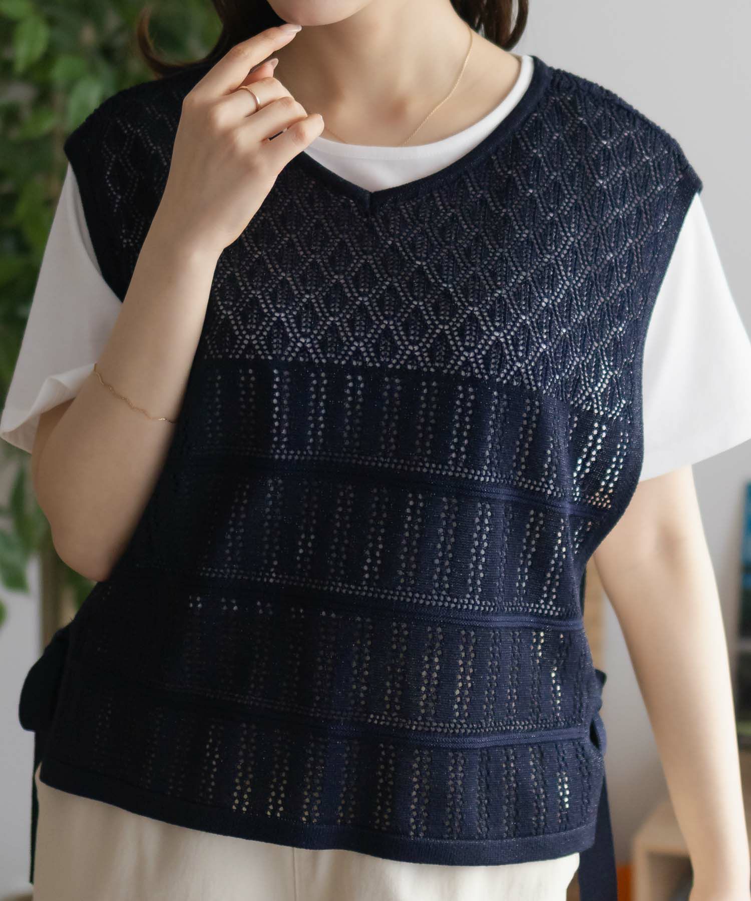 NAVY サイドリボンニットアンサンブル レディース商品画像-15