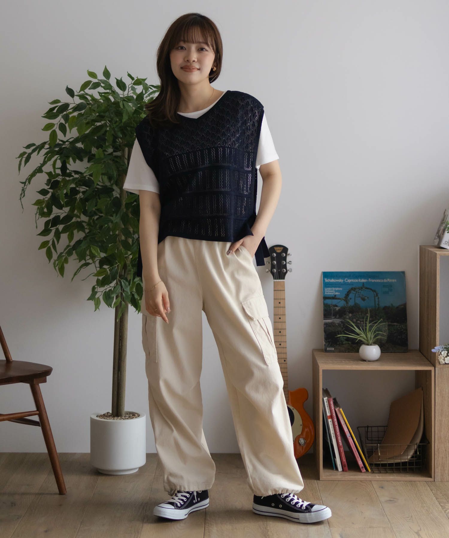 NAVY サイドリボンニットアンサンブル レディース