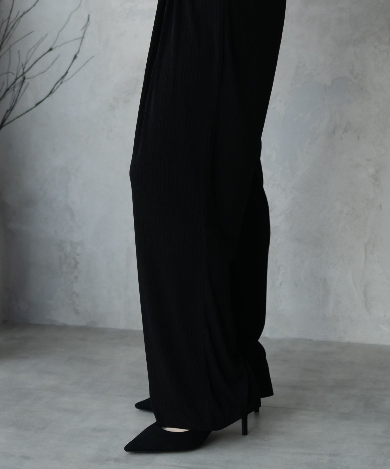 NAVY  カットリブワイドパンツ レディース商品画像-5