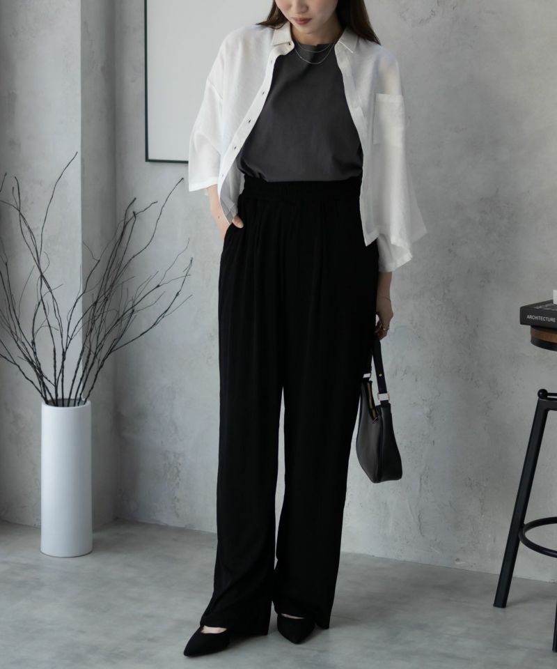 NAVY カットリブワイドパンツ レディース商品画像-8