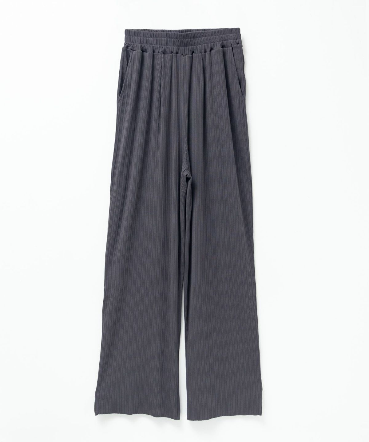 NAVY カットリブワイドパンツ レディース