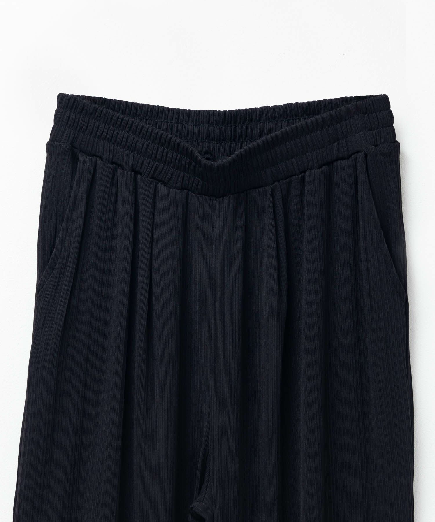 NAVY カットリブワイドパンツ レディース