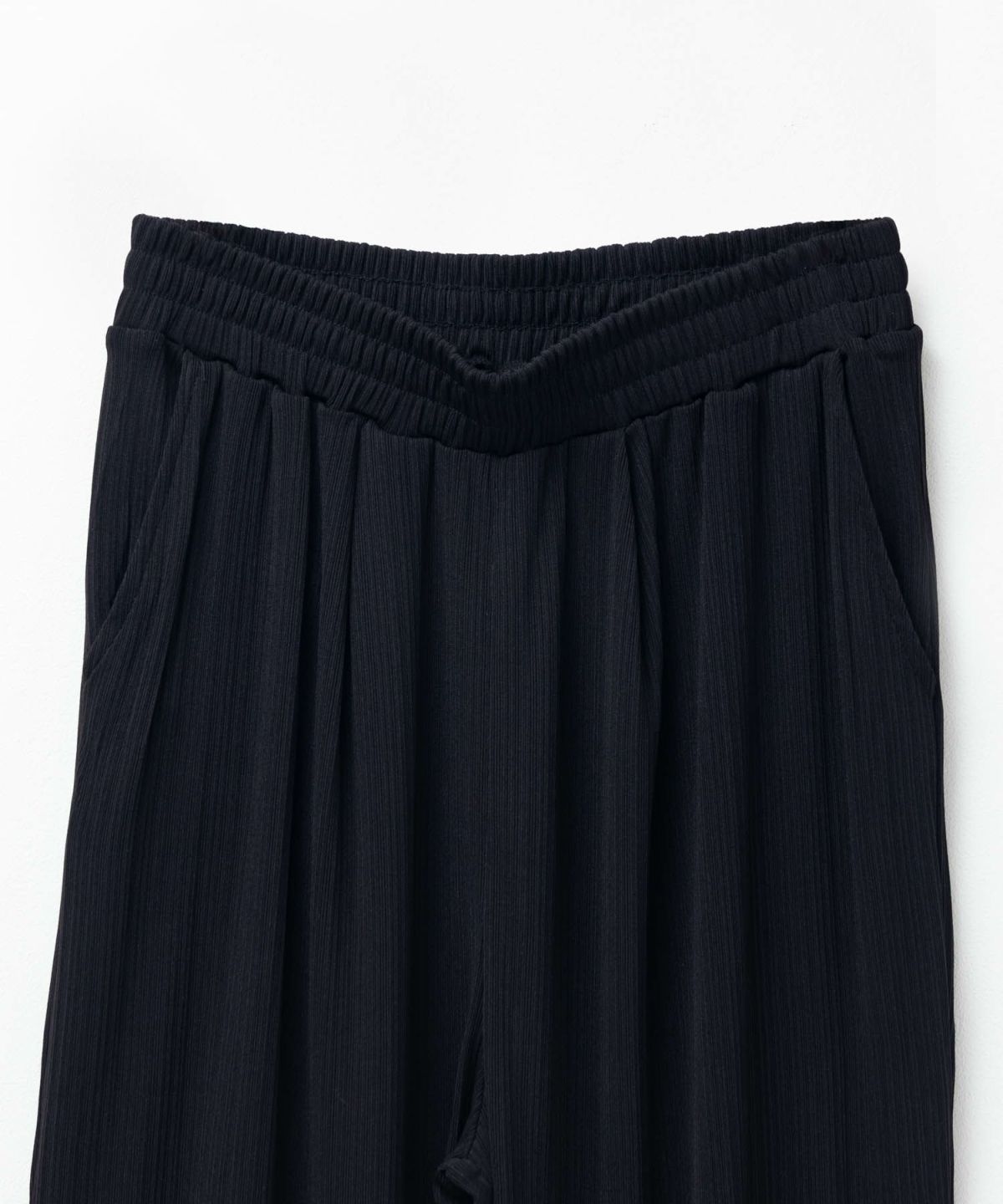 NAVY カットリブワイドパンツ レディース