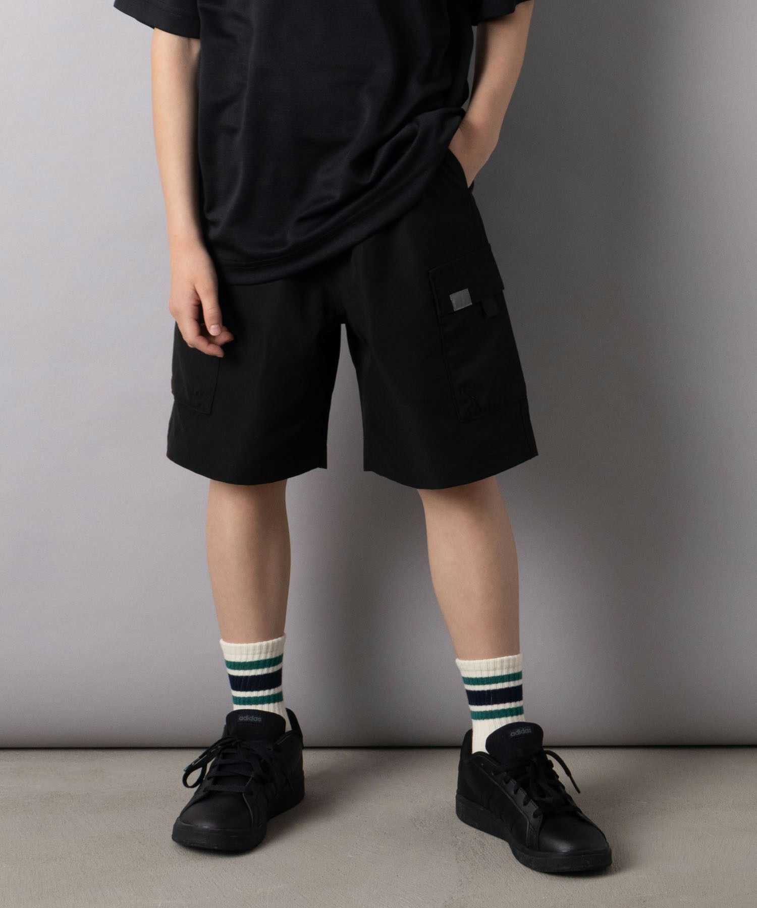 NAVY  通学に最適 撥水カーゴショートパンツ キッズ商品サムネイル-1