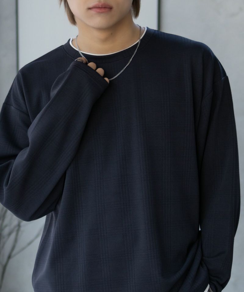[期間限定価格]URBAN COLLECTION  ふくれジャガードフェイクレイヤード長袖Tシャツ メンズ商品画像-2