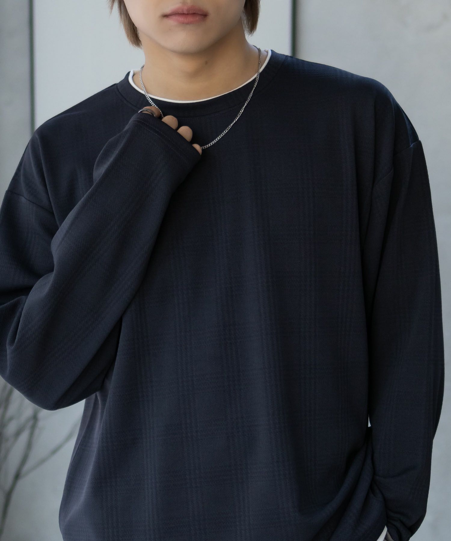 URBAN COLLECTION  ふくれジャガードフェイクレイヤード長袖Tシャツ メンズ商品画像-2