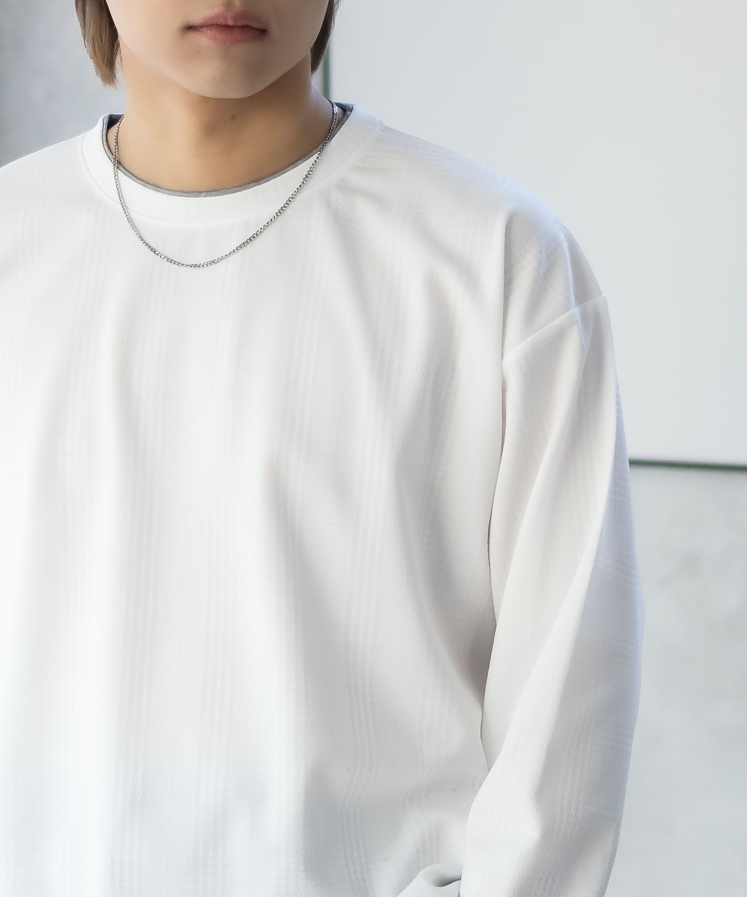 URBAN COLLECTION  ふくれジャガードフェイクレイヤード長袖Tシャツ メンズ商品画像-3