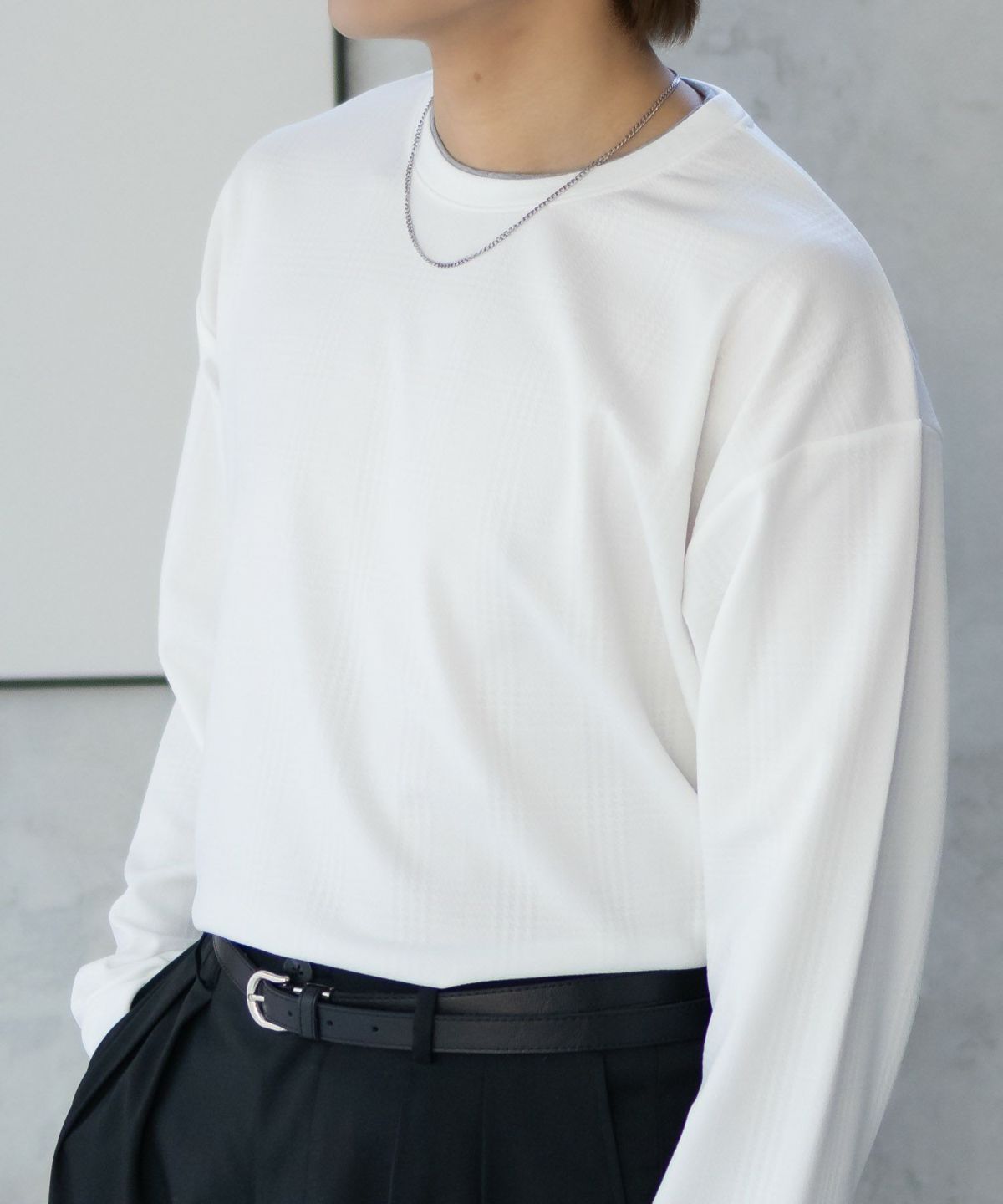 URBAN COLLECTION ふくれジャガードフェイクレイヤード長袖Tシャツ メンズ