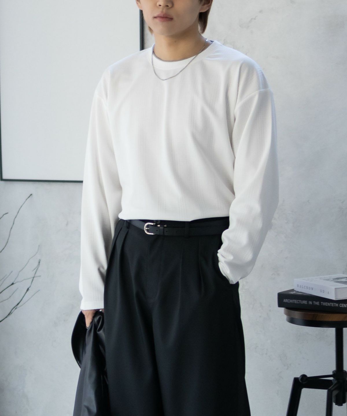 URBAN COLLECTION ふくれジャガードフェイクレイヤード長袖Tシャツ メンズ