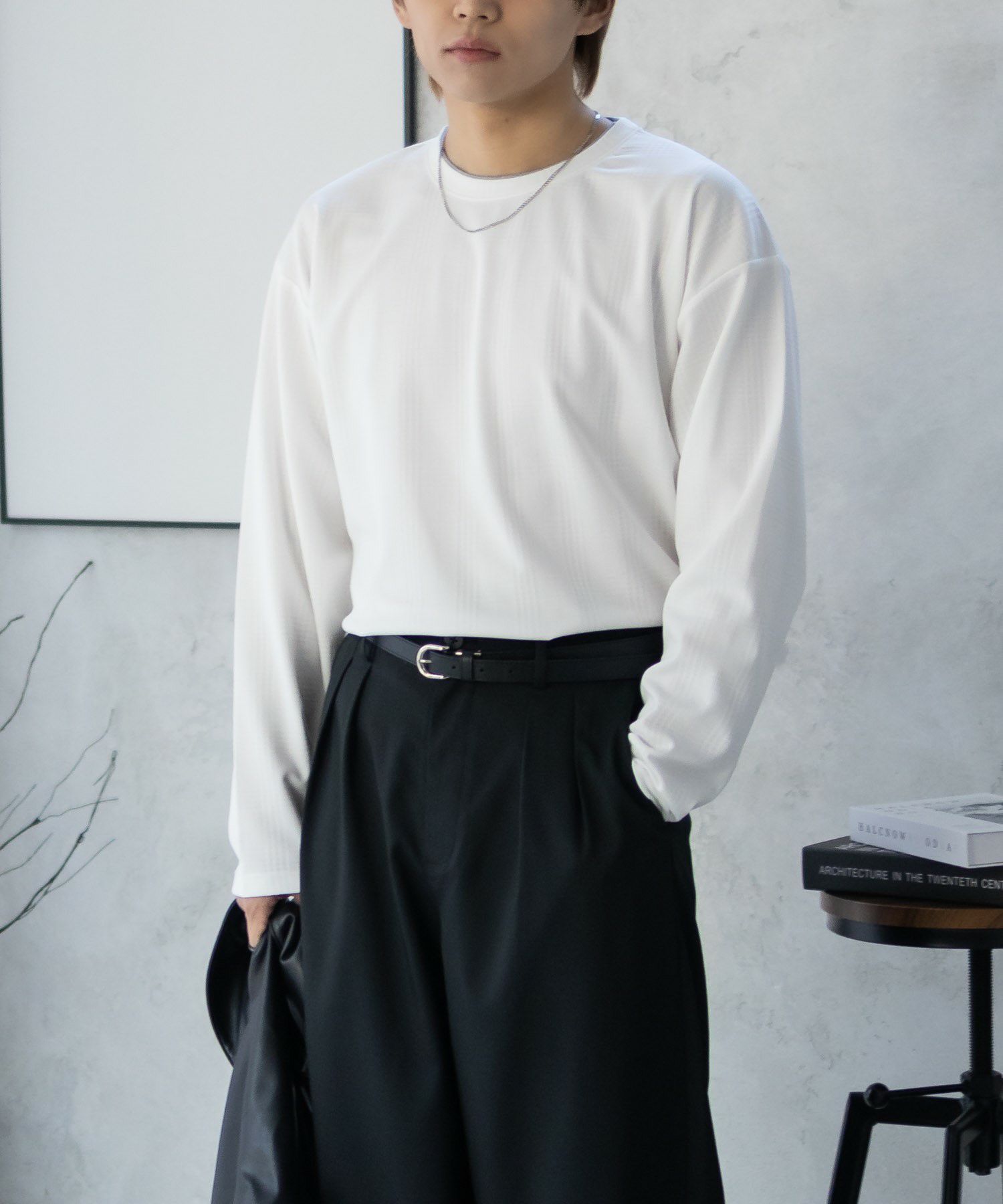 URBAN COLLECTION ふくれジャガードフェイクレイヤード長袖Tシャツ メンズ