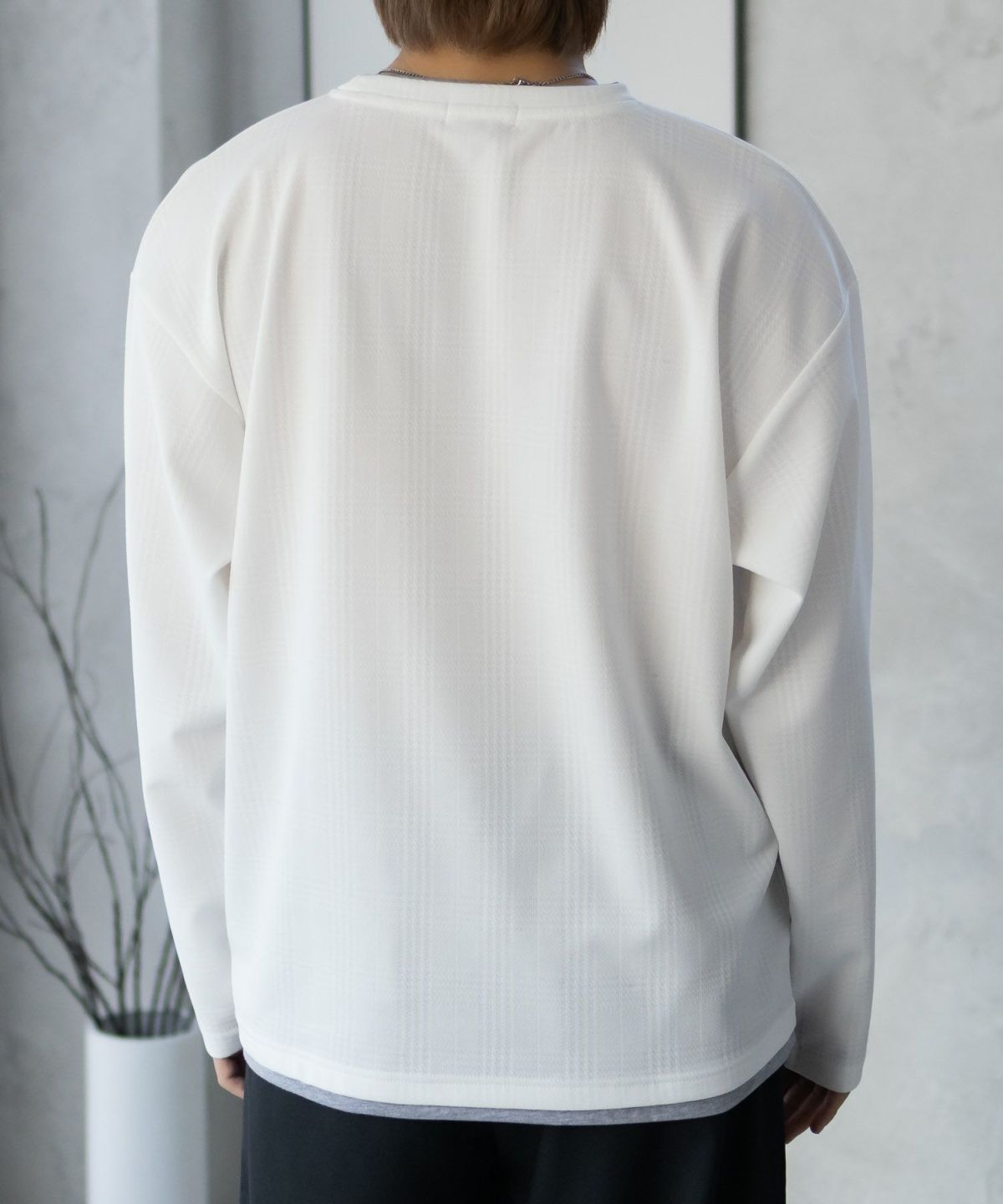 URBAN COLLECTION ふくれジャガードフェイクレイヤード長袖Tシャツ メンズ