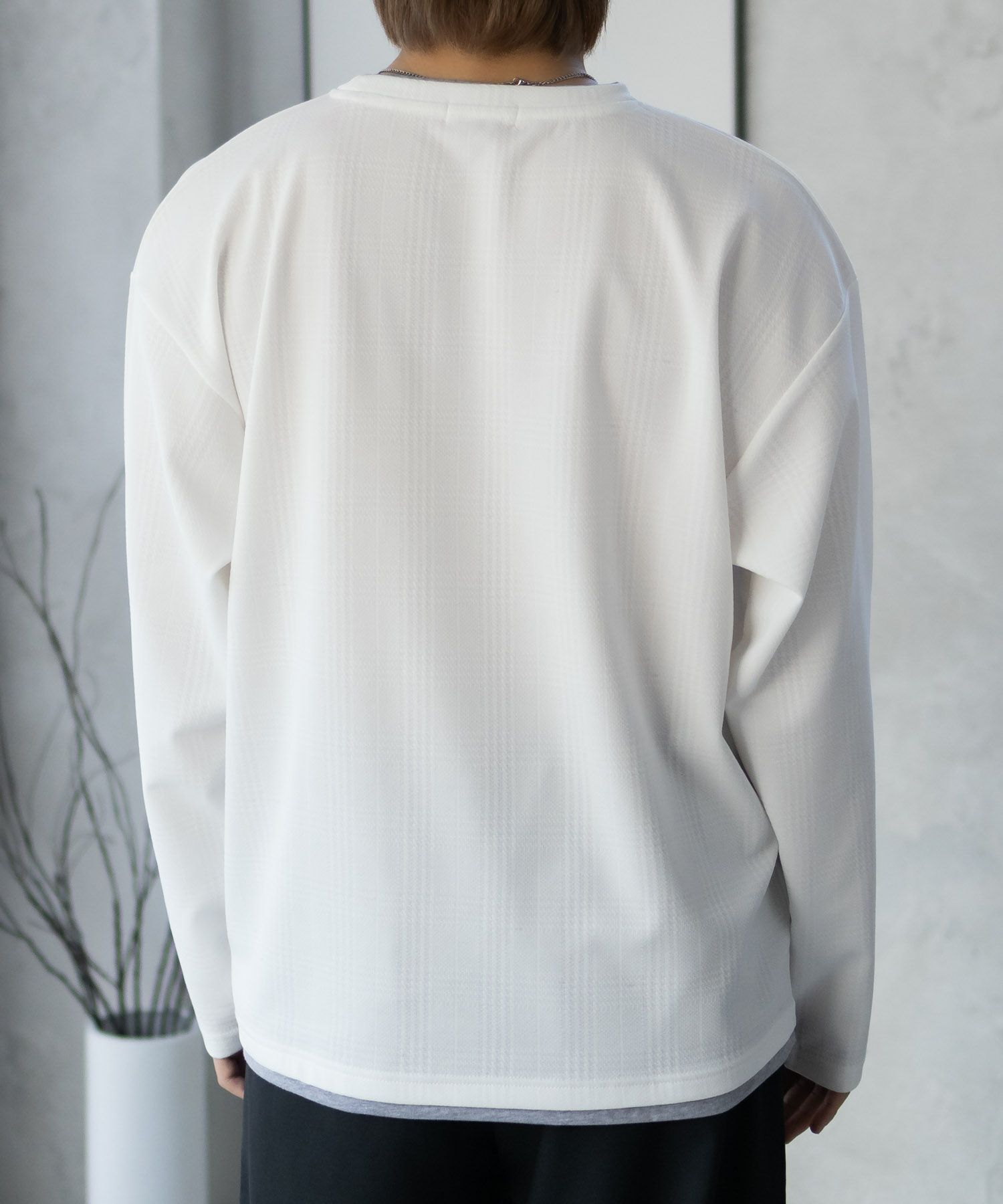 URBAN COLLECTION ふくれジャガードフェイクレイヤード長袖Tシャツ メンズ