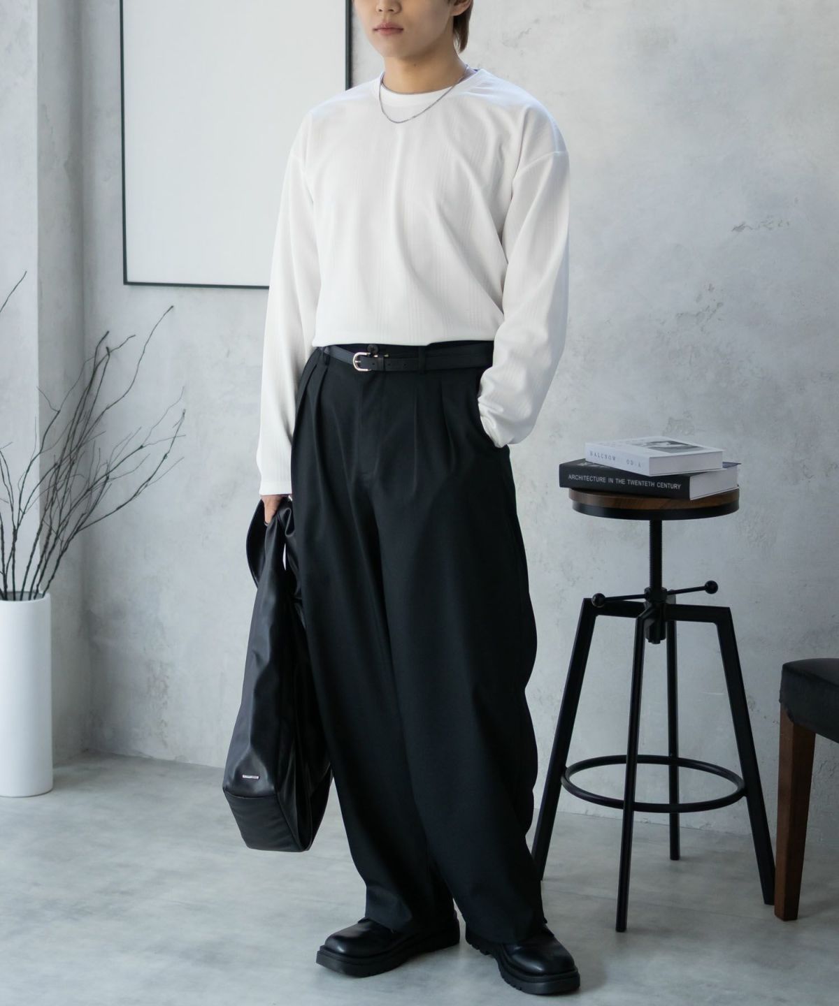 URBAN COLLECTION ふくれジャガードフェイクレイヤード長袖Tシャツ メンズ