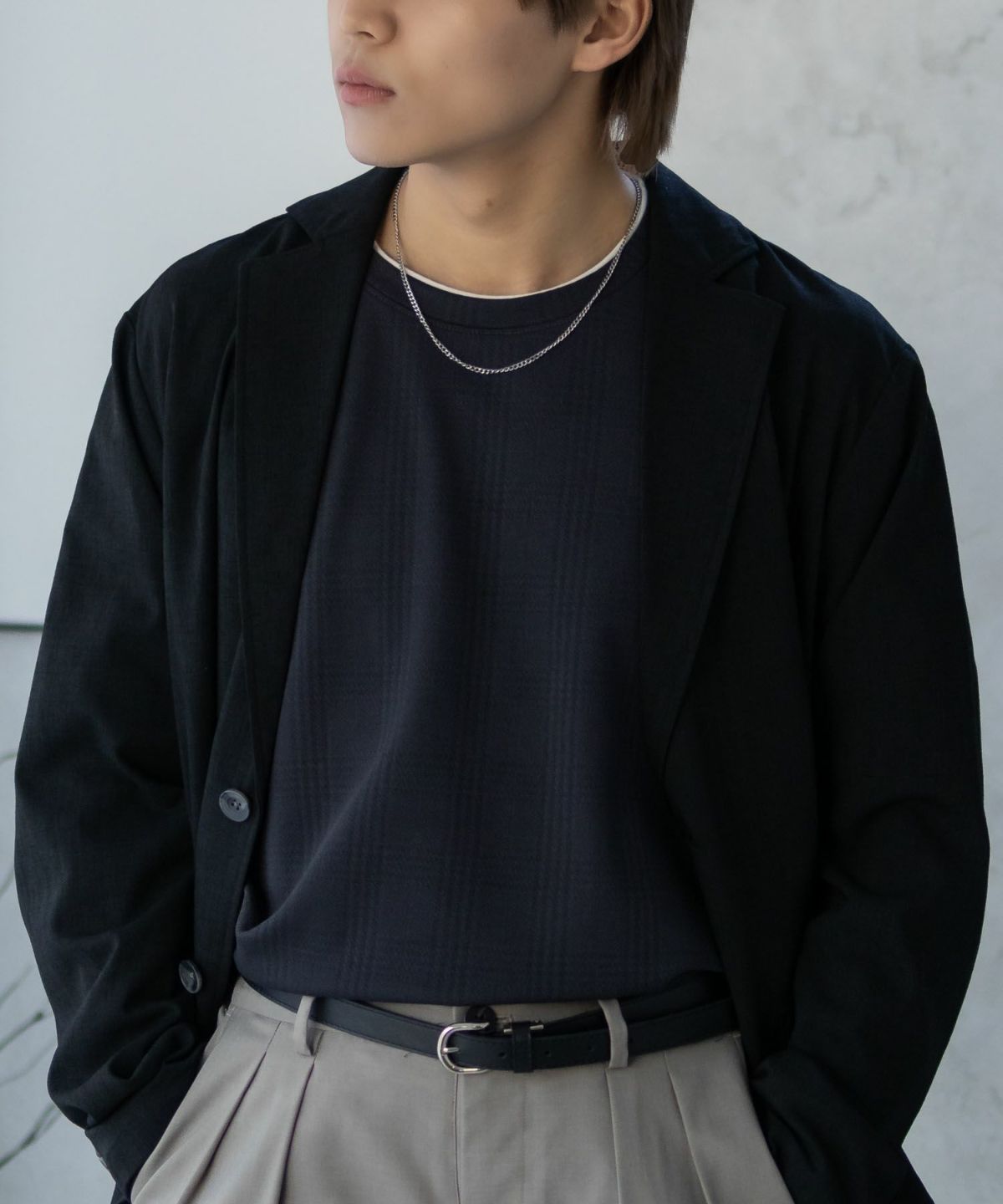 URBAN COLLECTION ふくれジャガードフェイクレイヤード長袖Tシャツ メンズ