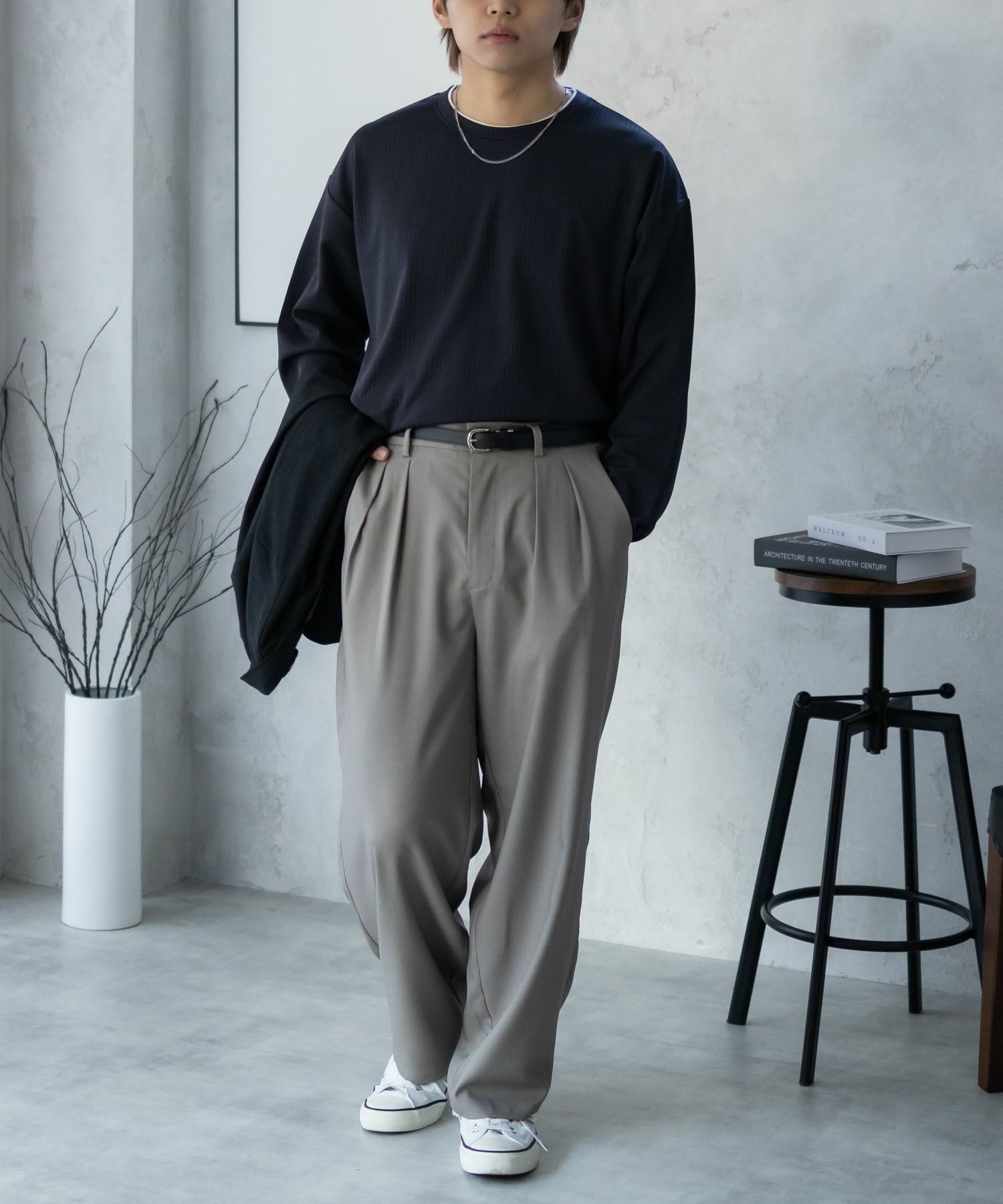URBAN COLLECTION ふくれジャガードフェイクレイヤード長袖Tシャツ メンズ