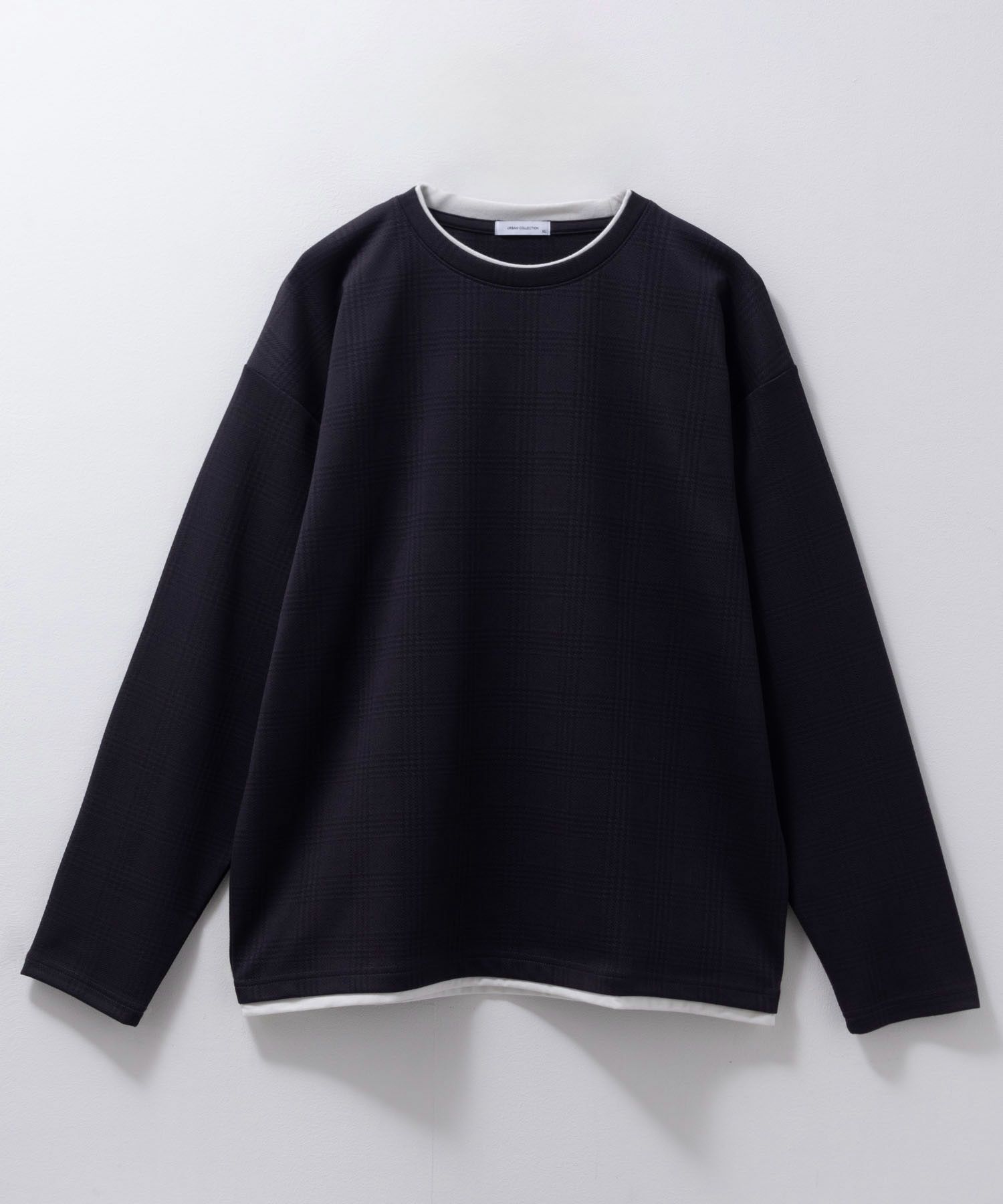 URBAN COLLECTION ふくれジャガードフェイクレイヤード長袖Tシャツ メンズ