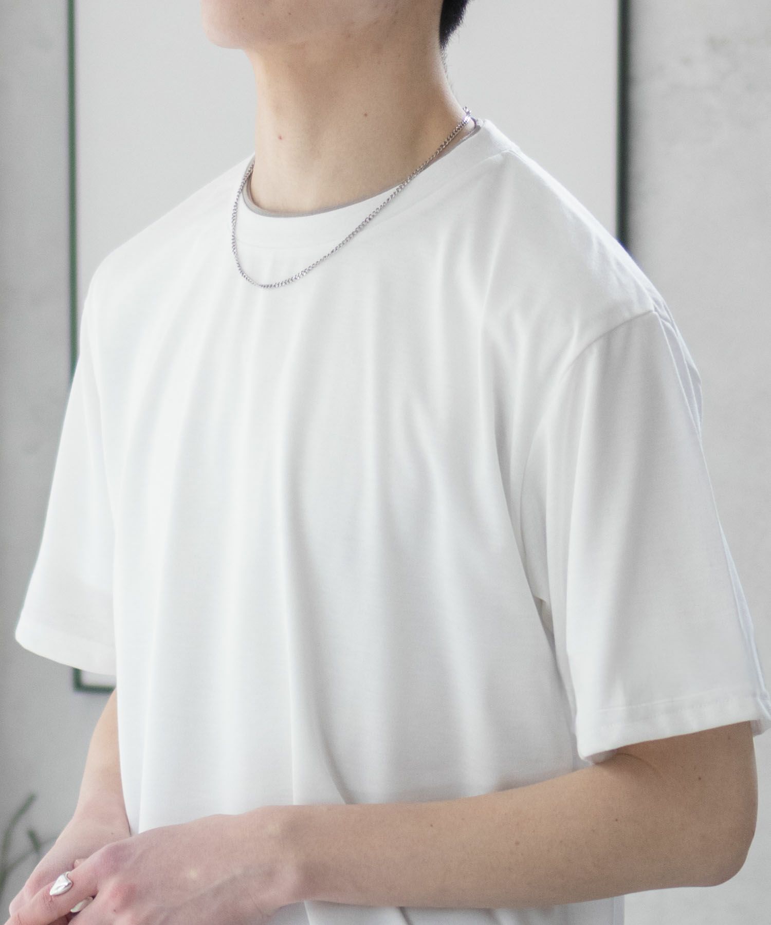 NAVY  天竺クルーレイヤードTシャツ メンズ商品画像-4