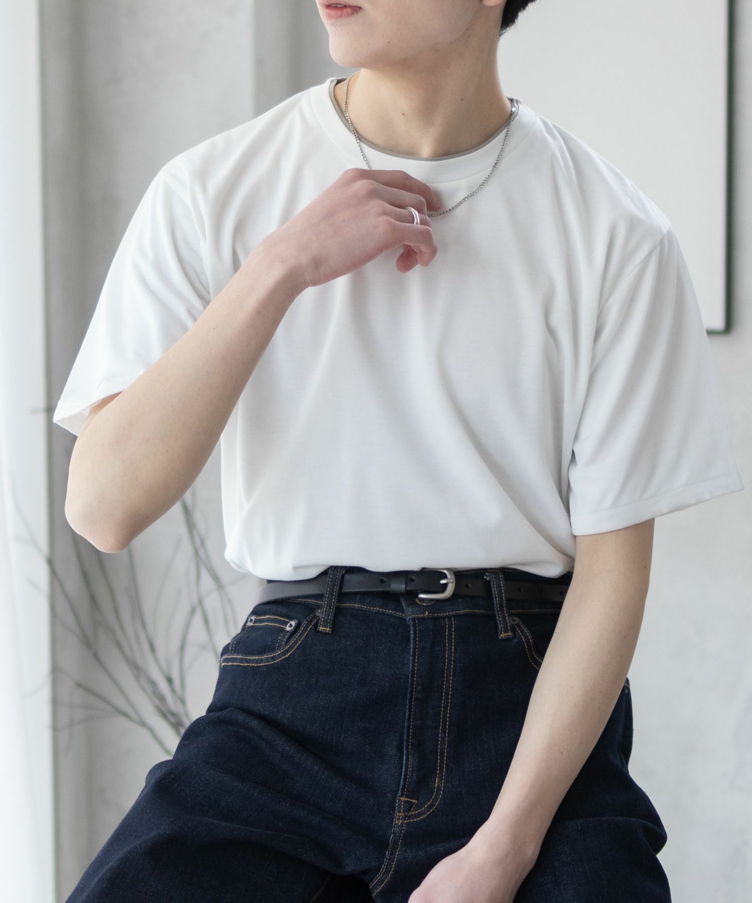 NAVY  天竺クルーレイヤードTシャツ メンズ商品画像-6