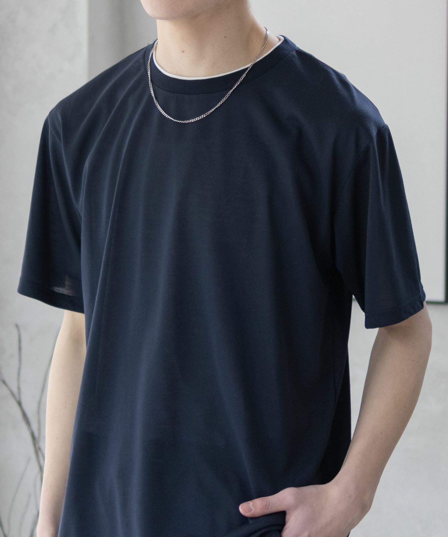 NAVY  天竺クルーレイヤードTシャツ メンズ商品画像-11