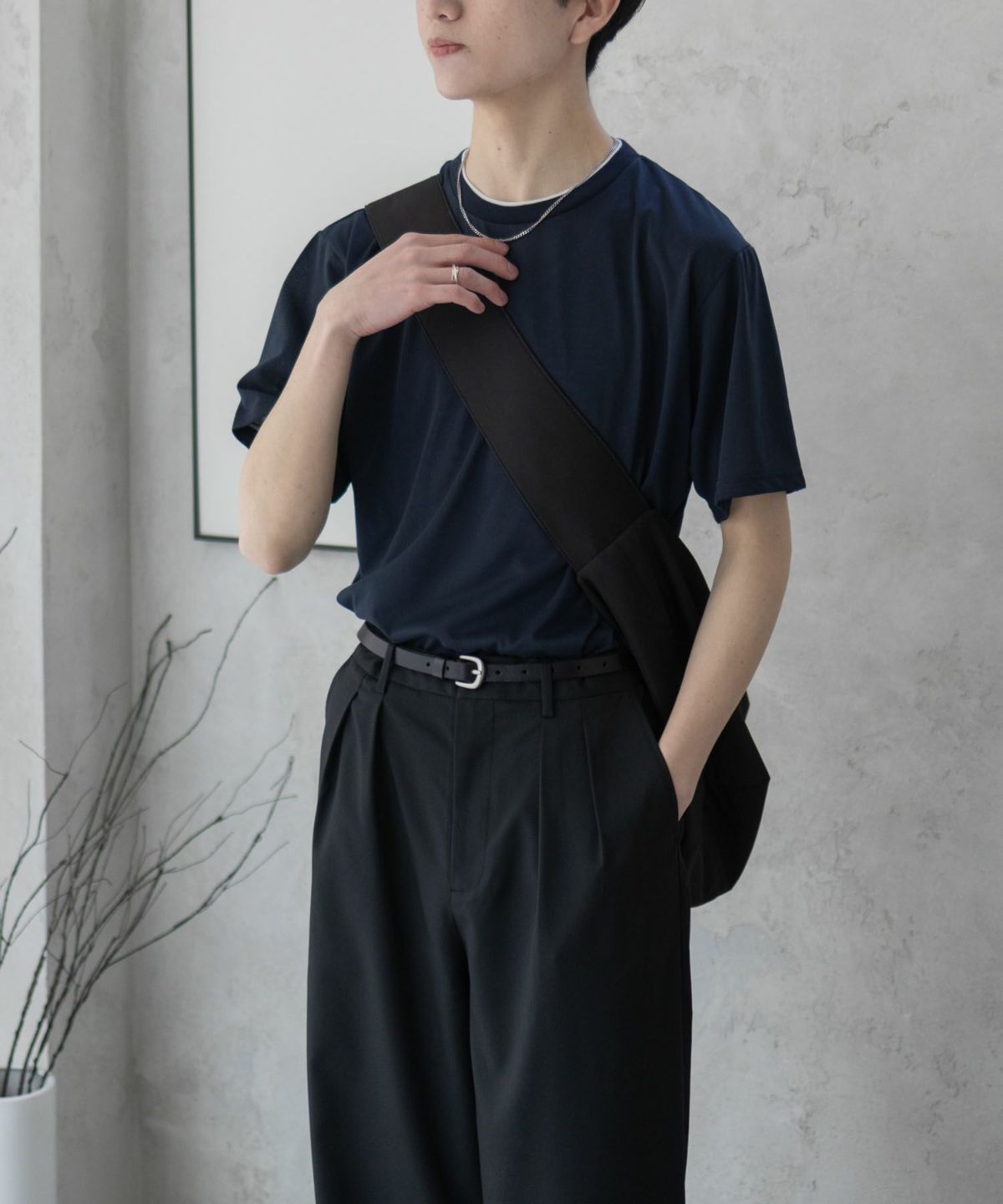 NAVY 天竺クルーレイヤードTシャツ メンズ