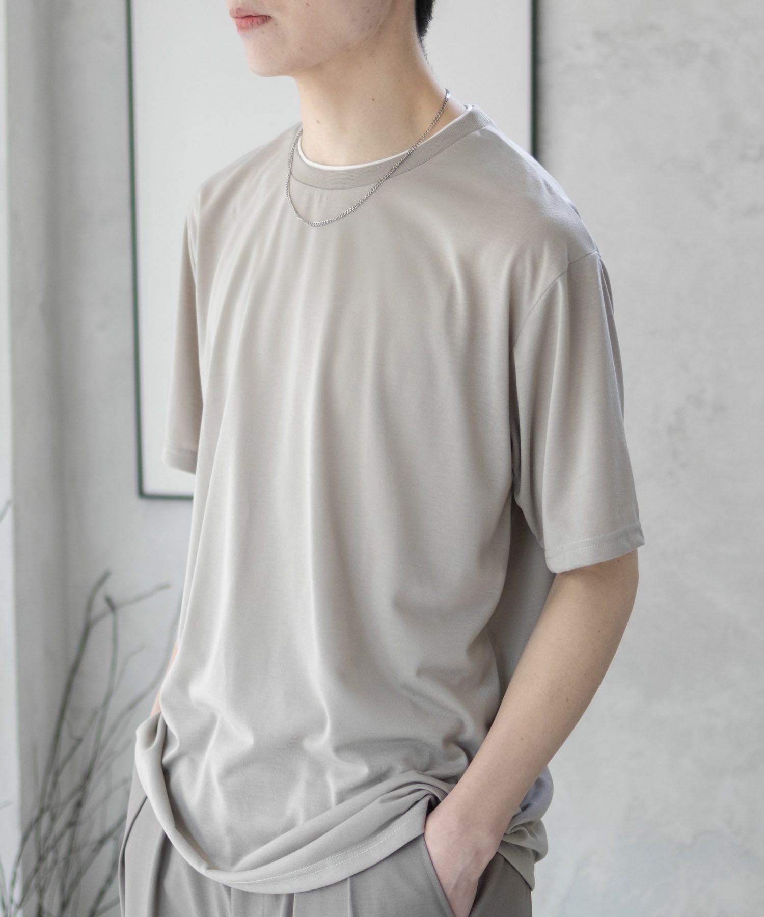 NAVY 天竺クルーレイヤードTシャツ メンズ