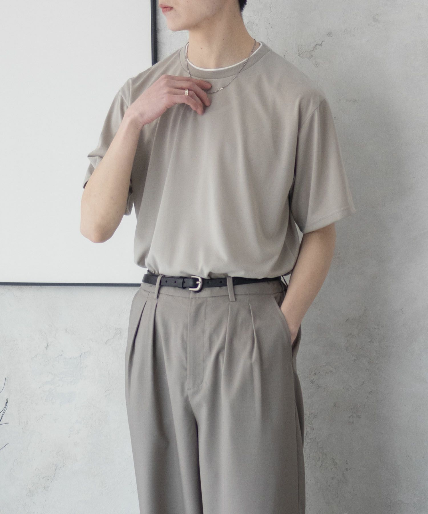 NAVY 天竺クルーレイヤードTシャツ メンズ
