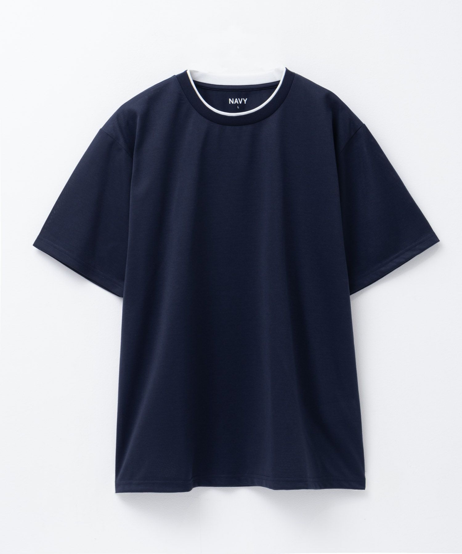 NAVY 天竺クルーレイヤードTシャツ メンズ