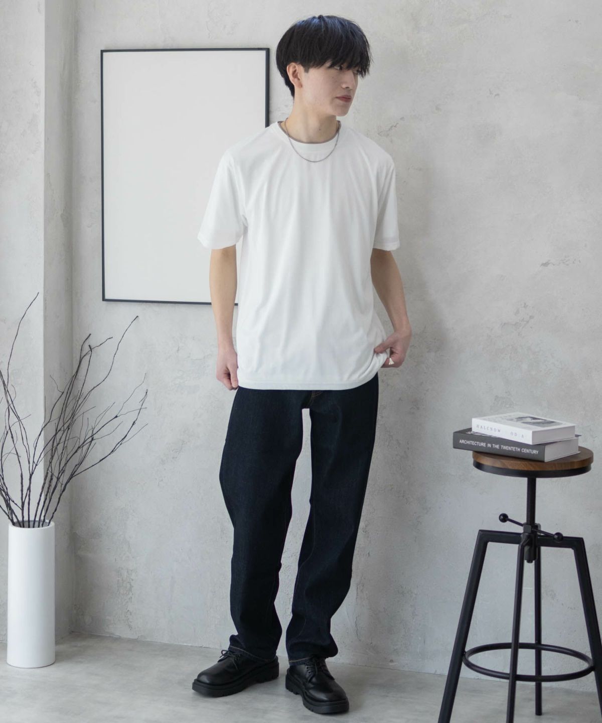 NAVY 天竺クルーレイヤードTシャツ メンズ